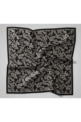 Viscose Blend Velora Scarf, Navy Blue-Silver Pattern, Soft Texture, Firm Structure, 90x90 cm.