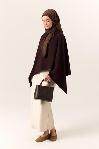 Viscose Blend Velora Scarf, Dark Coffee-Brown Pattern, Soft Texture, Firm Structure, 90x90 cm.
