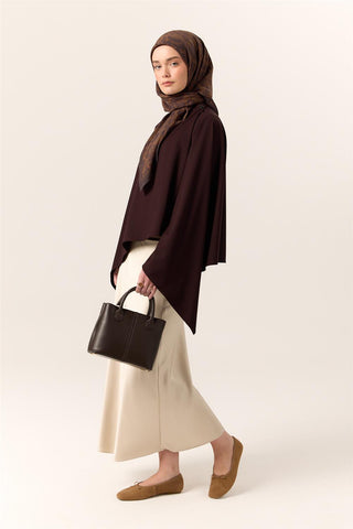Viscose Blend Velora Scarf, Dark Coffee-Brown Pattern, Soft Texture, Firm Structure, 90x90 cm.