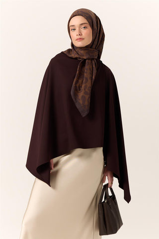 Viscose Blend Velora Scarf, Dark Coffee-Brown Pattern, Soft Texture, Firm Structure, 90x90 cm.