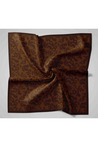 Viscose Blend Velora Scarf, Dark Coffee-Brown Pattern, Soft Texture, Firm Structure, 90x90 cm.