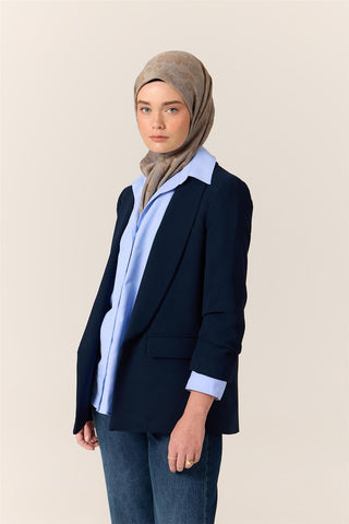 Viscose Blend Velora Scarf, Grey-Baby Blue-Olive Green Pattern, Soft Texture, Firm Structure, 90x90 cm.