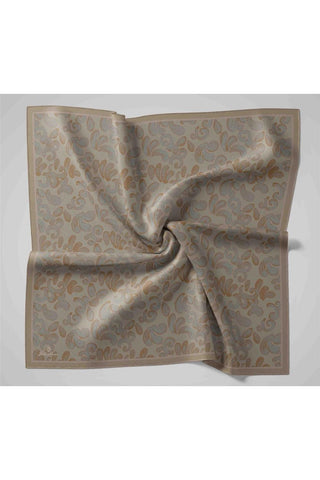 Viscose Blend Velora Scarf, Grey-Baby Blue-Olive Green Pattern, Soft Texture, Firm Structure, 90x90 cm.