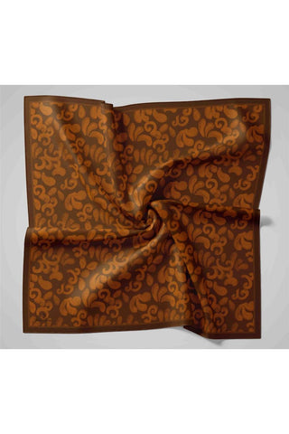 Viscose Blend Velora Scarf, Dark Brown-Tan Patterned, Soft Texture, Firm Structure, 90x90 cm.