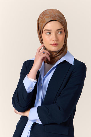 Viskon Karışımlı Velora Eşarp Taba-Gri-Soğan Kabuğu Desenli İnce Dokulu Dökümlü
                90X90