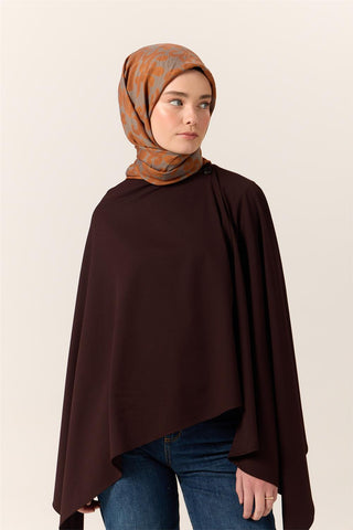 Viscose Blend Velora Scarf, Dark Grey-Terracotta-Orange Pattern, Fine Textured, Drapey, 90x90 cm.