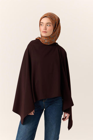 Viscose Blend Velora Scarf, Dark Grey-Terracotta-Orange Pattern, Fine Textured, Drapey, 90x90 cm.