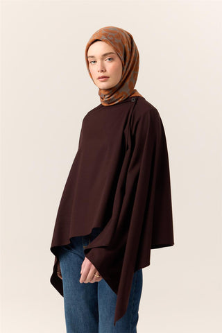 Viscose Blend Velora Scarf, Dark Grey-Terracotta-Orange Pattern, Fine Textured, Drapey, 90x90 cm.