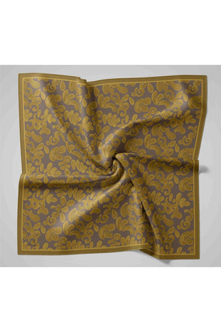 Viscose Blend Velora Scarf, Green-Gray-Olive Green Patterned, Fine Textured, Drapey, 90x90 cm.