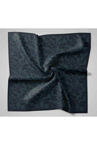 Viscose Blend Velora Scarf, Petrol Green-Petro Blue Patterned, Fine Textured, Drapey, 90x90 cm.