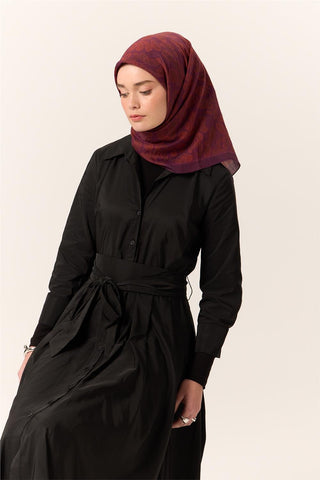 Viskon Karışımlı Velora Eşarp Mürdüm-Bordo-Kiremit Desenli İnce Dokulu Dökümlü
                90X90