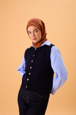 Viskon Karışımlı Velora Eşarp Yeşil Kahve-Turuncu Asit Desenli Tok Duruşlu
                90X90