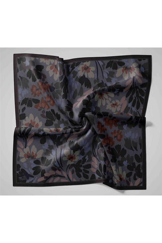 Viskon Velora Karışımlı Eşarp Grafit Gri-Füme Tonlu Desenli Tok Duruşlu 90X90 - Velora Eşarp - | Silk Home
