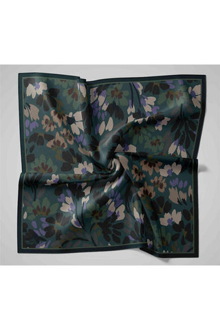 Viskon Velora Karışımlı Eşarp Petrol Yeşili-Lacivert Tonlu Desenli Tok Duruşlu 90X90 - Velora Eşarp - | Silk Home