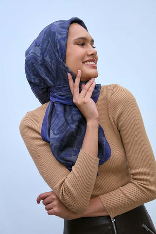 Viscose Velora Scarf, Purple-Anthracite Patterned, Non-Slip, Firm Structure, 90x90 cm