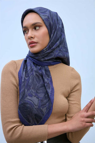 Viscose Velora Scarf, Purple-Anthracite Patterned, Non-Slip, Firm Structure, 90x90 cm