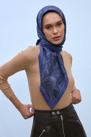 Viscose Velora Scarf, Purple-Anthracite Patterned, Non-Slip, Firm Structure, 90x90 cm