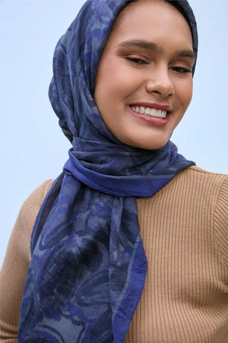 Viscose Velora Scarf, Purple-Anthracite Patterned, Non-Slip, Firm Structure, 90x90 cm