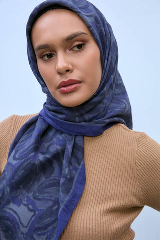 Viscose Velora Scarf, Purple-Anthracite Patterned, Non-Slip, Firm Structure, 90x90 cm
