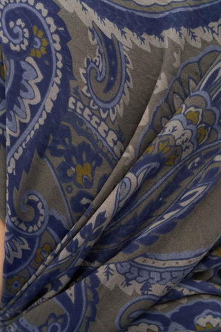 Viskon Velora Eşarp Dört Mevsim Etro Desen Dumanlı Gri 90X90 - Velora Eşarp - | Silk Home