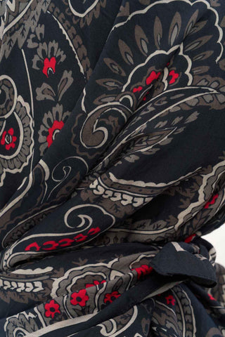 Viskon Velora Eşarp Dört Mevsim Etro Desen Canlı Siyah 90X90 - Velora Eşarp - | Silk Home