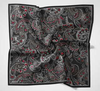 Viskon Velora Eşarp Dört Mevsim Etro Desen Canlı Siyah 90X90 - Velora Eşarp - | Silk Home