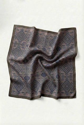 Viskon Velora Eşarp Dört Mevsim Kilim Desen Mocha 90X90 - Velora Eşarp - | Silk Home