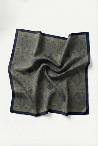 Viskon Velora Eşarp Dört Mevsim Kilim Desen Haki 90X90