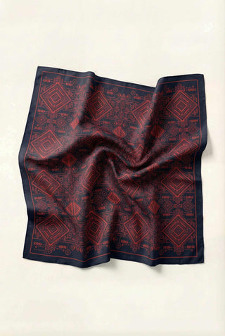 Viskon Velora Eşarp Dört Mevsim Kilim Desen Siyah 90X90 - Velora Eşarp - | Silk Home