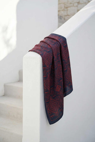 Viskon Velora Eşarp Dört Mevsim Kilim Desen Siyah 90X90 - Velora Eşarp - | Silk Home