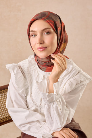 Velora Eşarp Abstract Bordo - Velora Eşarp - | Silk Home
