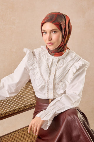 Velora Eşarp Abstract Bordo - Velora Eşarp - | Silk Home