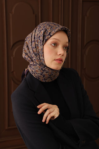 Velora Eşarp Abstract Brush Koyu Mor - Velora Eşarp - | Silk Home