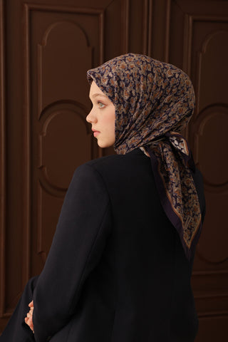 Velora Eşarp Abstract Brush Koyu Mor - Velora Eşarp - | Silk Home