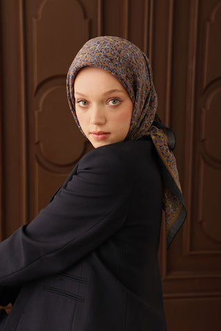 Velora Eşarp Abstract Brush Lacivert - Velora Eşarp - | Silk Home