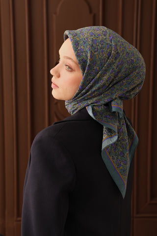 Velora Eşarp Abstract Brush Petrol Yeşili - Velora Eşarp - | Silk Home