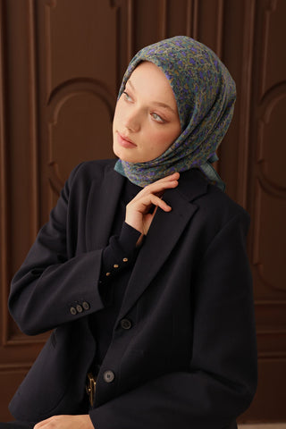 Velora Eşarp Abstract Brush Petrol Yeşili - Velora Eşarp - | Silk Home