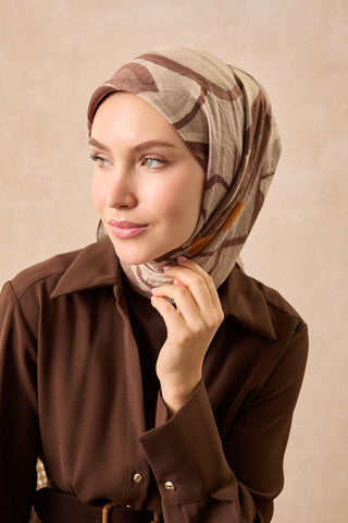 Velora Eşarp Abstract Çikolata Kahve - Velora Eşarp - | Silk Home