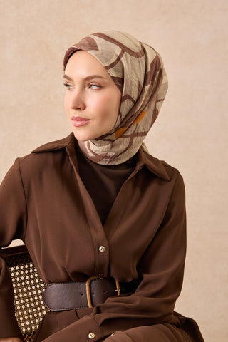 Velora Eşarp Abstract Çikolata Kahve - Velora Eşarp - | Silk Home