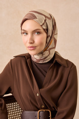 Velora Eşarp Abstract Çikolata Kahve - Velora Eşarp - | Silk Home
