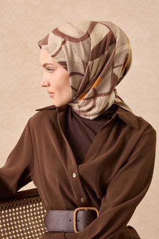 Velora Eşarp Abstract Çikolata Kahve - Velora Eşarp - | Silk Home