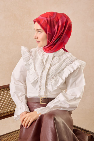 Velora Eşarp Abstract Fuşya - Velora Eşarp - | Silk Home