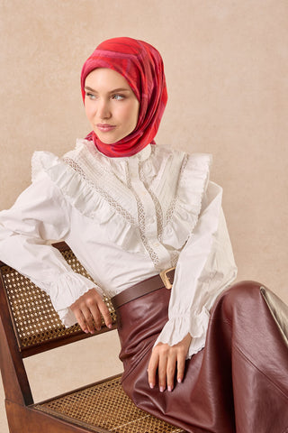 Velora Eşarp Abstract Fuşya - Velora Eşarp - | Silk Home