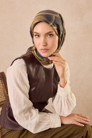 Velora Eşarp Abstract Haki - Velora Eşarp - | Silk Home