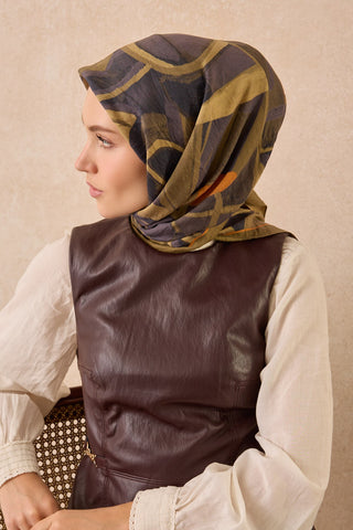Velora Eşarp Abstract Haki - Velora Eşarp - | Silk Home