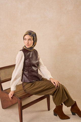 Velora Eşarp Abstract Haki - Velora Eşarp - | Silk Home