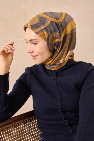 Velora Eşarp Abstract Hardal - Velora Eşarp - | Silk Home