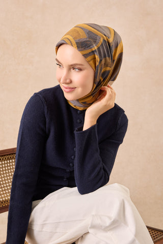 Velora Eşarp Abstract Hardal - Velora Eşarp - | Silk Home