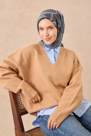 Velora Eşarp Abstract İndigo - Velora Eşarp - | Silk Home
