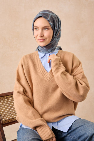 Velora Eşarp Abstract İndigo - Velora Eşarp - | Silk Home